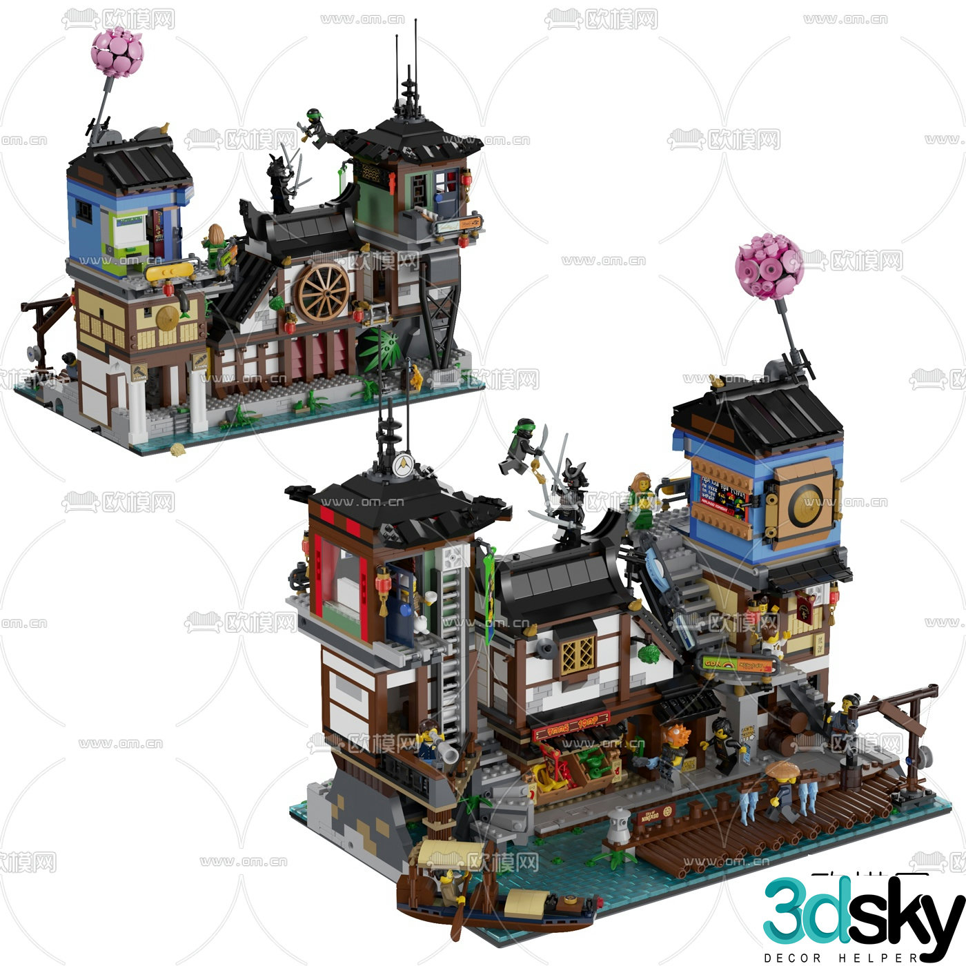 Modern house building blocks toy 3d model