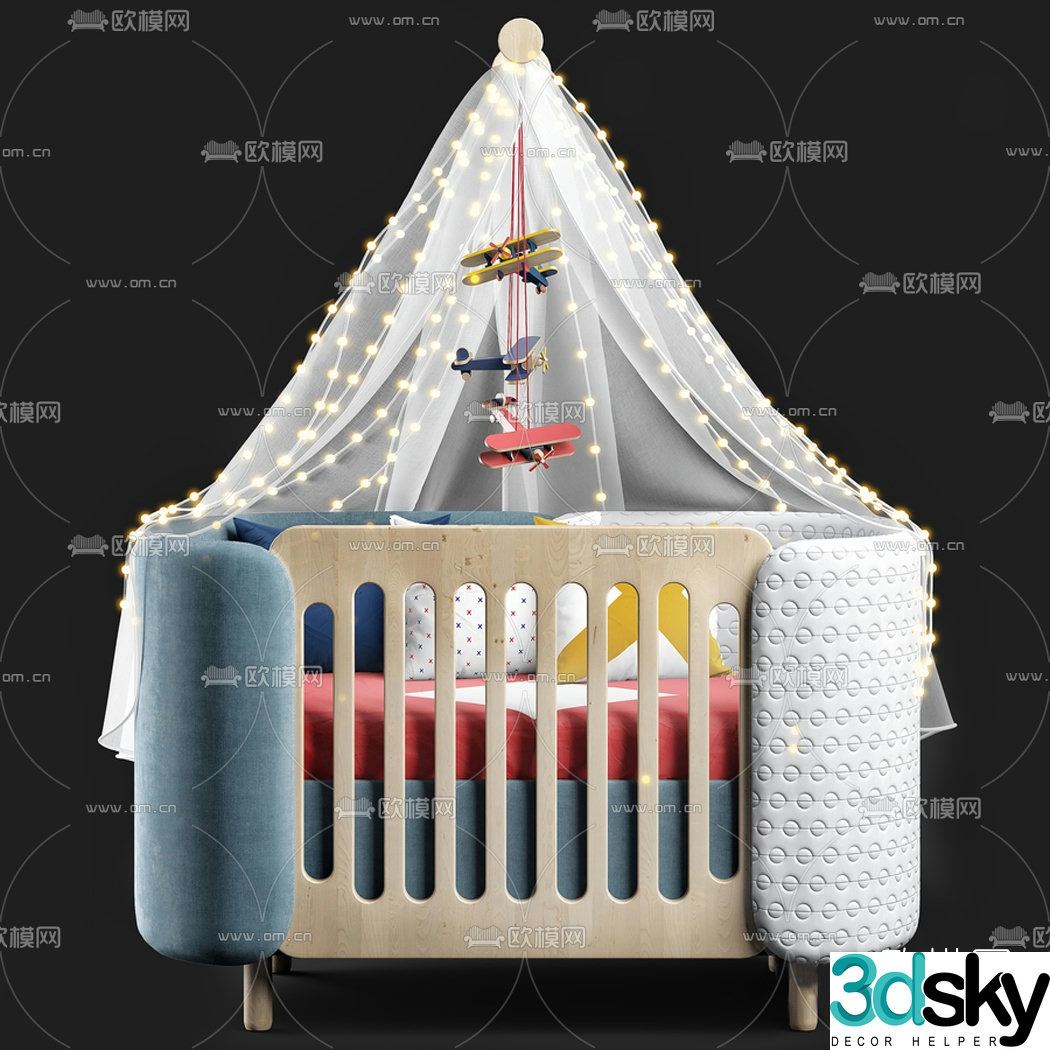 Modern fabric crib 3d model