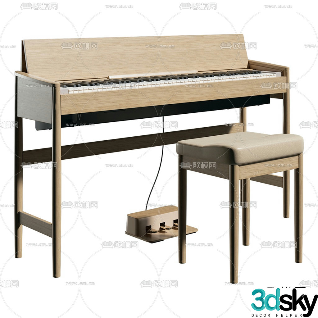 Nordic log piano 3d model