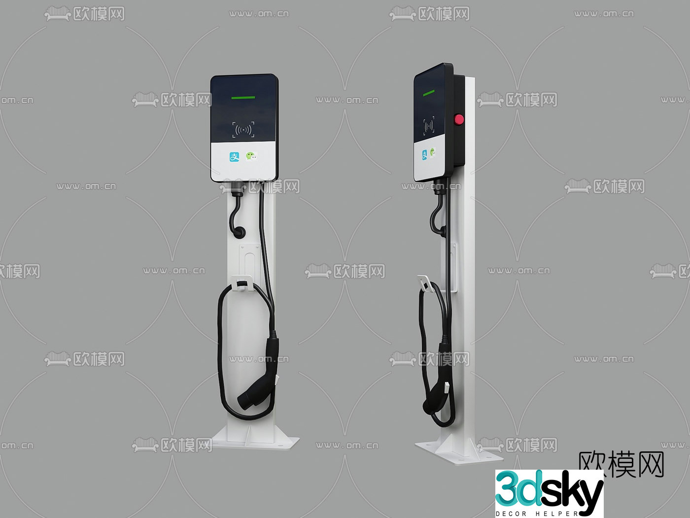 Modern new energy charging pile 3D model