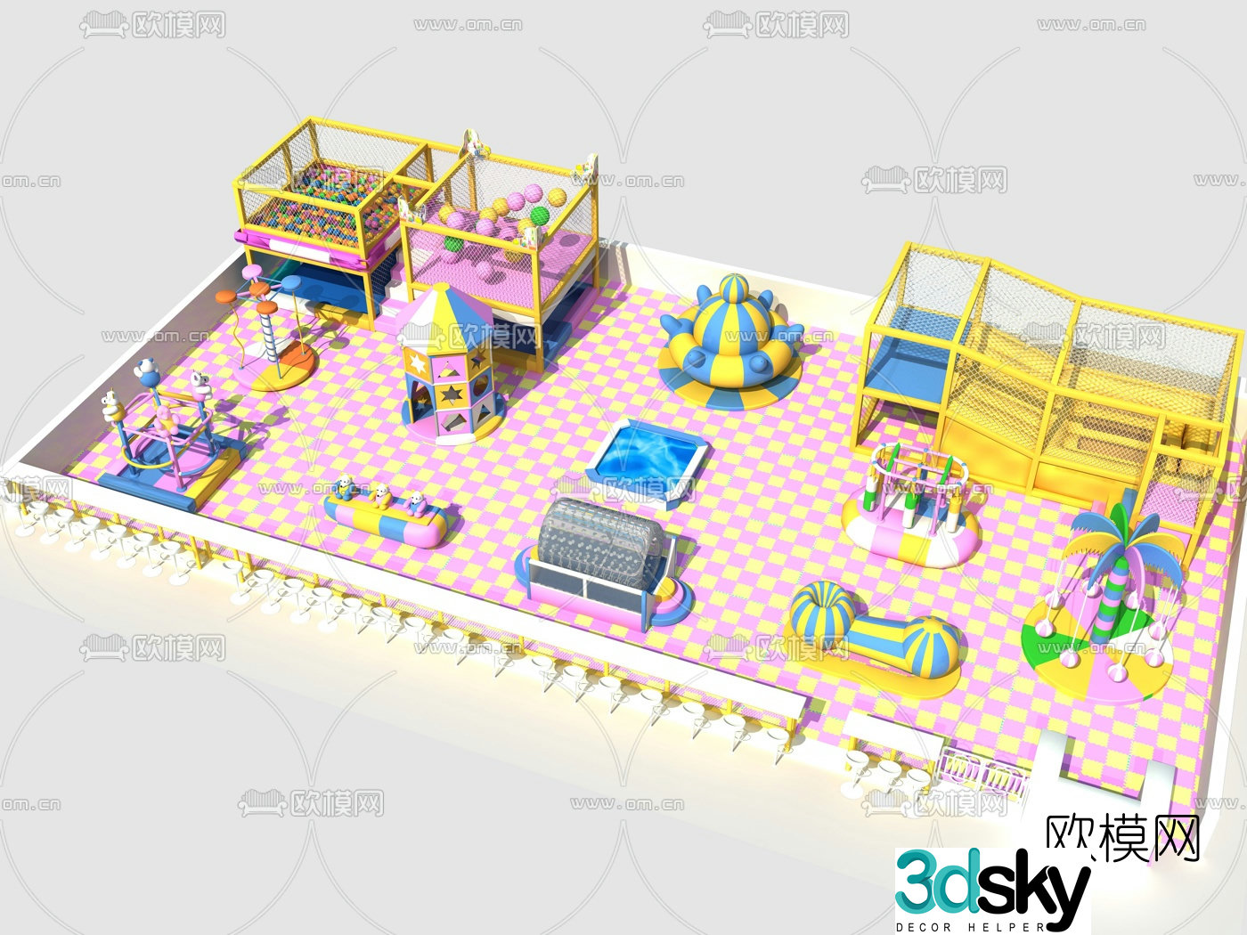 Modern children's play equipment 3d model