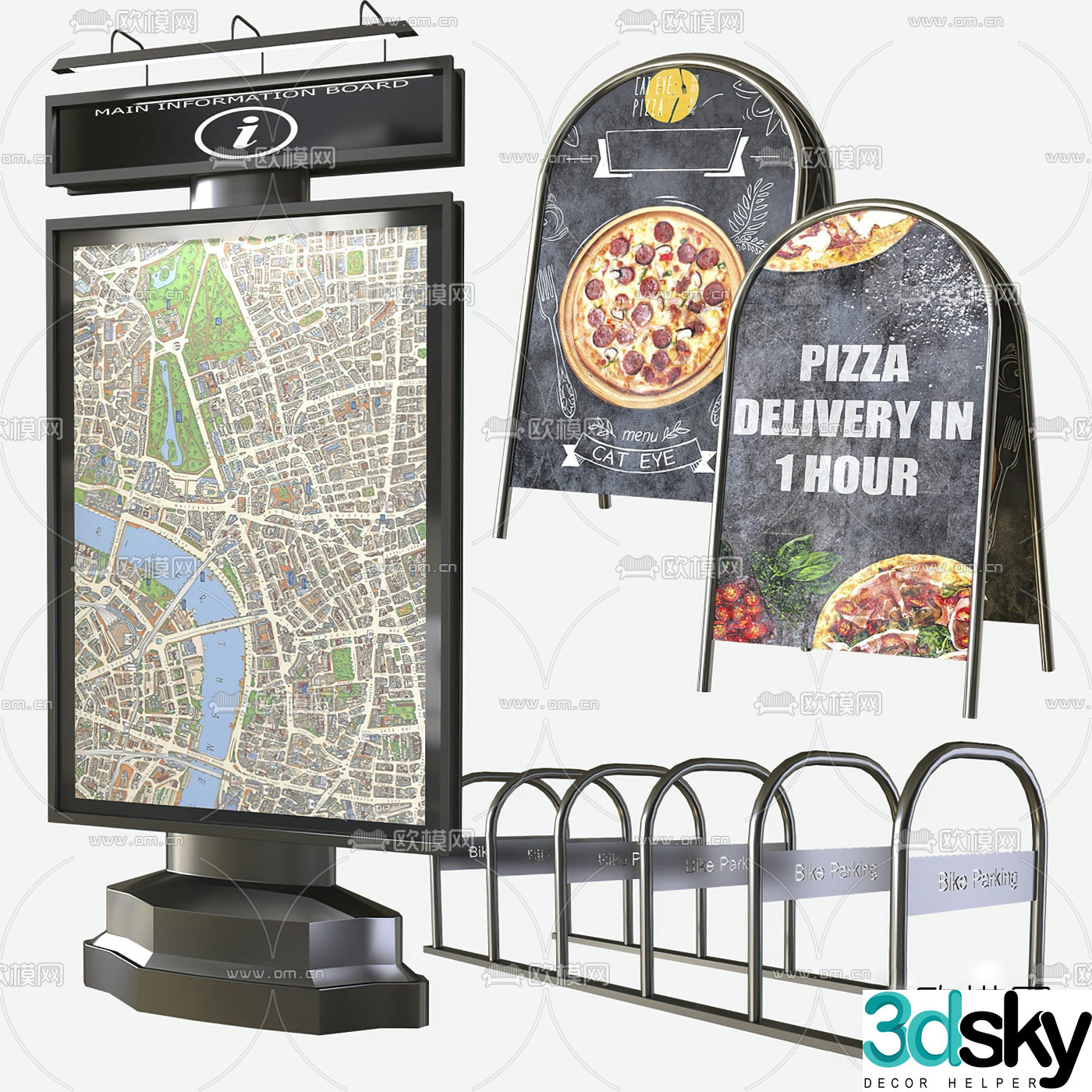 Modern billboard display railing 3d model