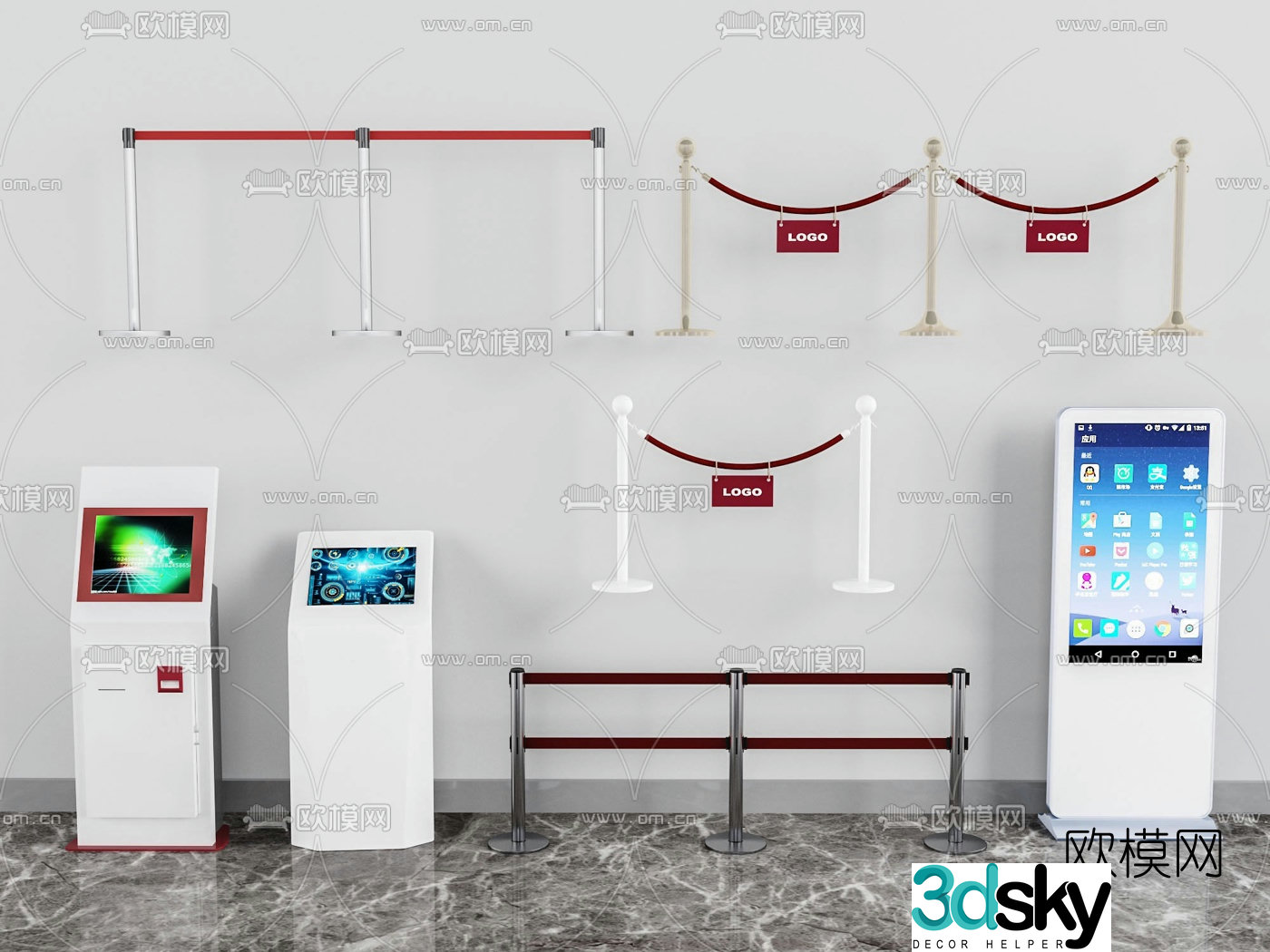 Modern smart all-in-one concierge column 3D model