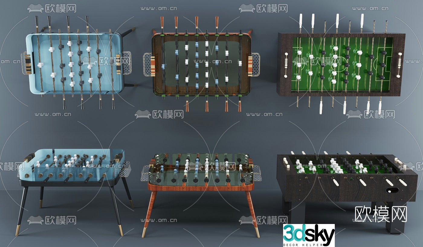 Modern table football equipment 3d model