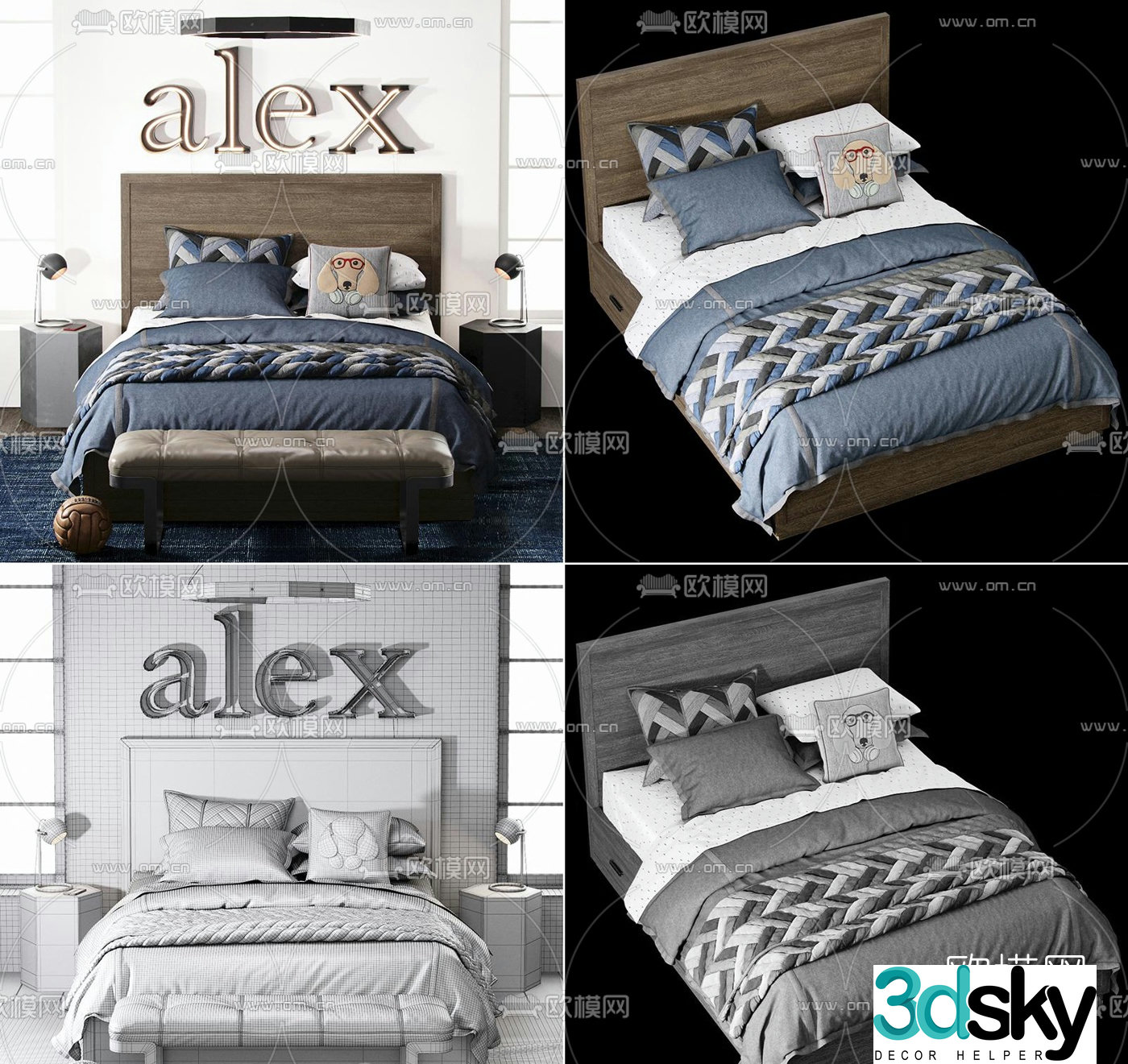 Modern wooden children’s bed 3d model