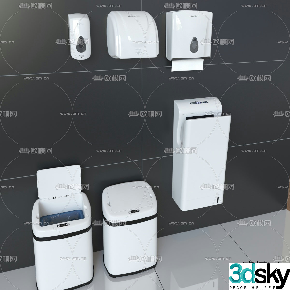 Modern toilet trash can dryer 3d model