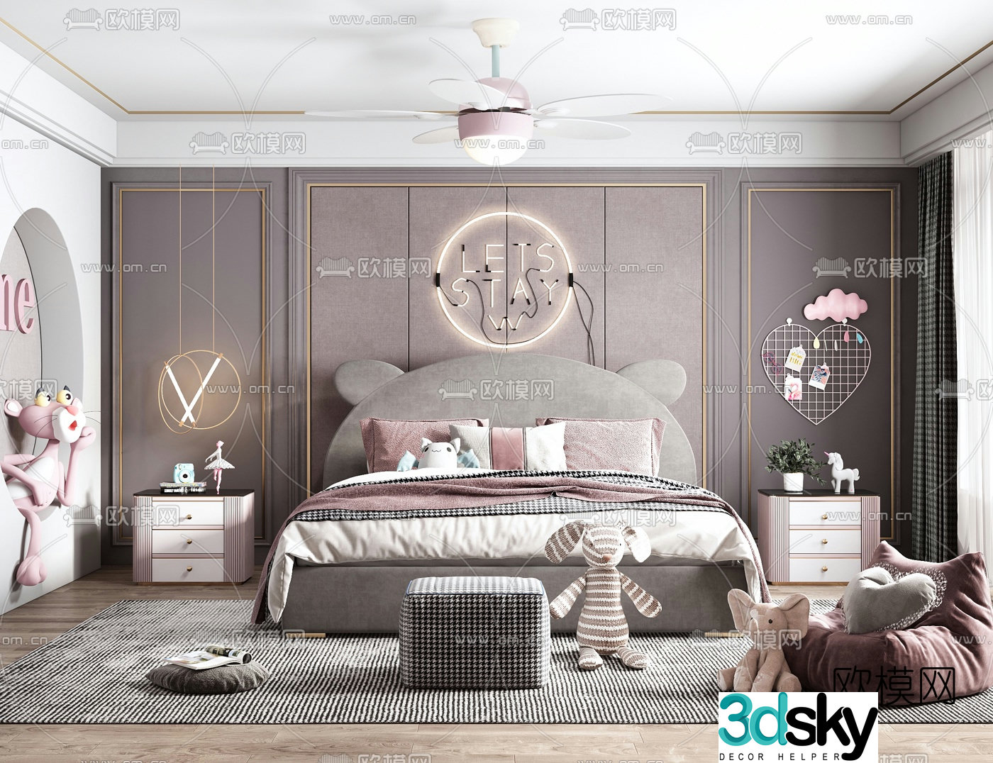Modern fabric children’s bed 3d model