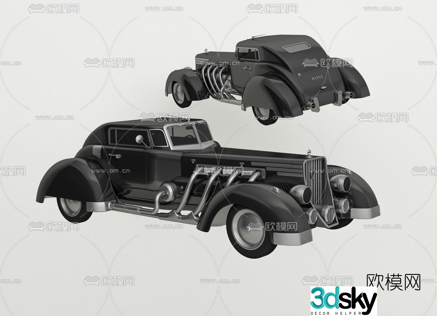 Modern retro classic car 3d model