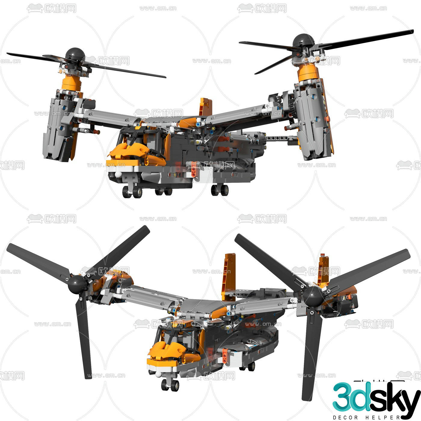Modern Lego Osprey transport aircraft toy 3d model