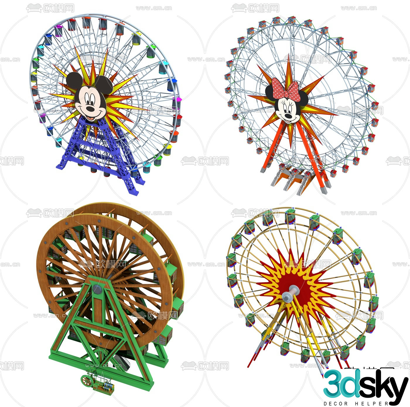 Modern ferris wheel children's amusement equipment 3d model