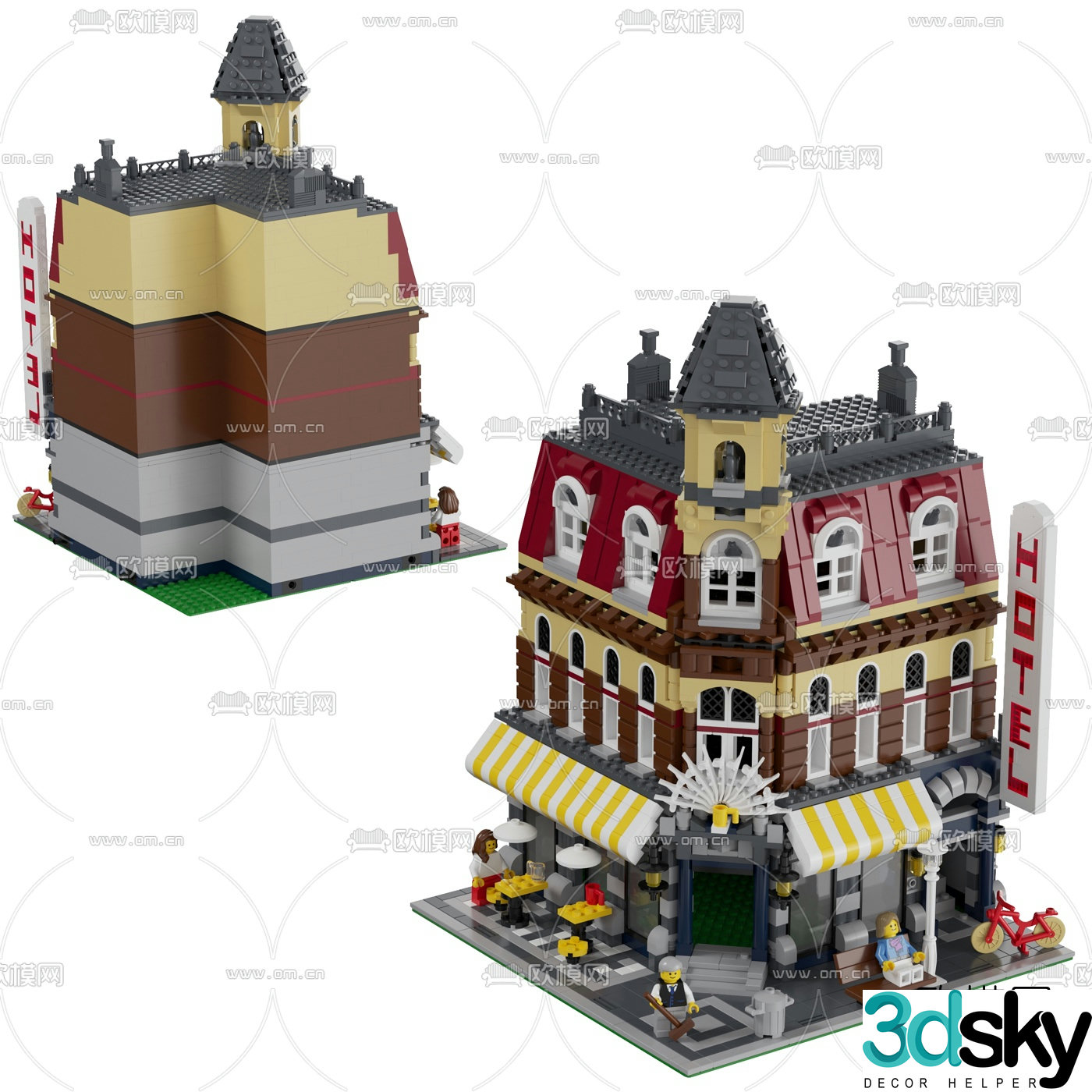 Modern street corner cafe toys 3d model