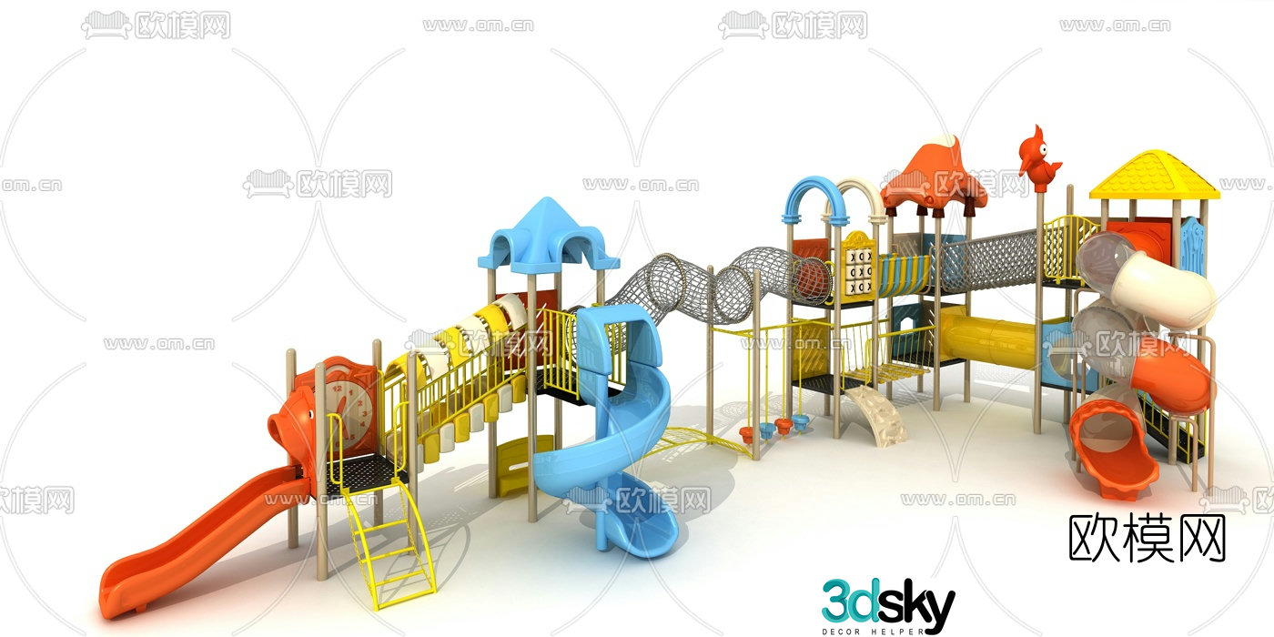 Modern children's slide amusement equipment 3d model