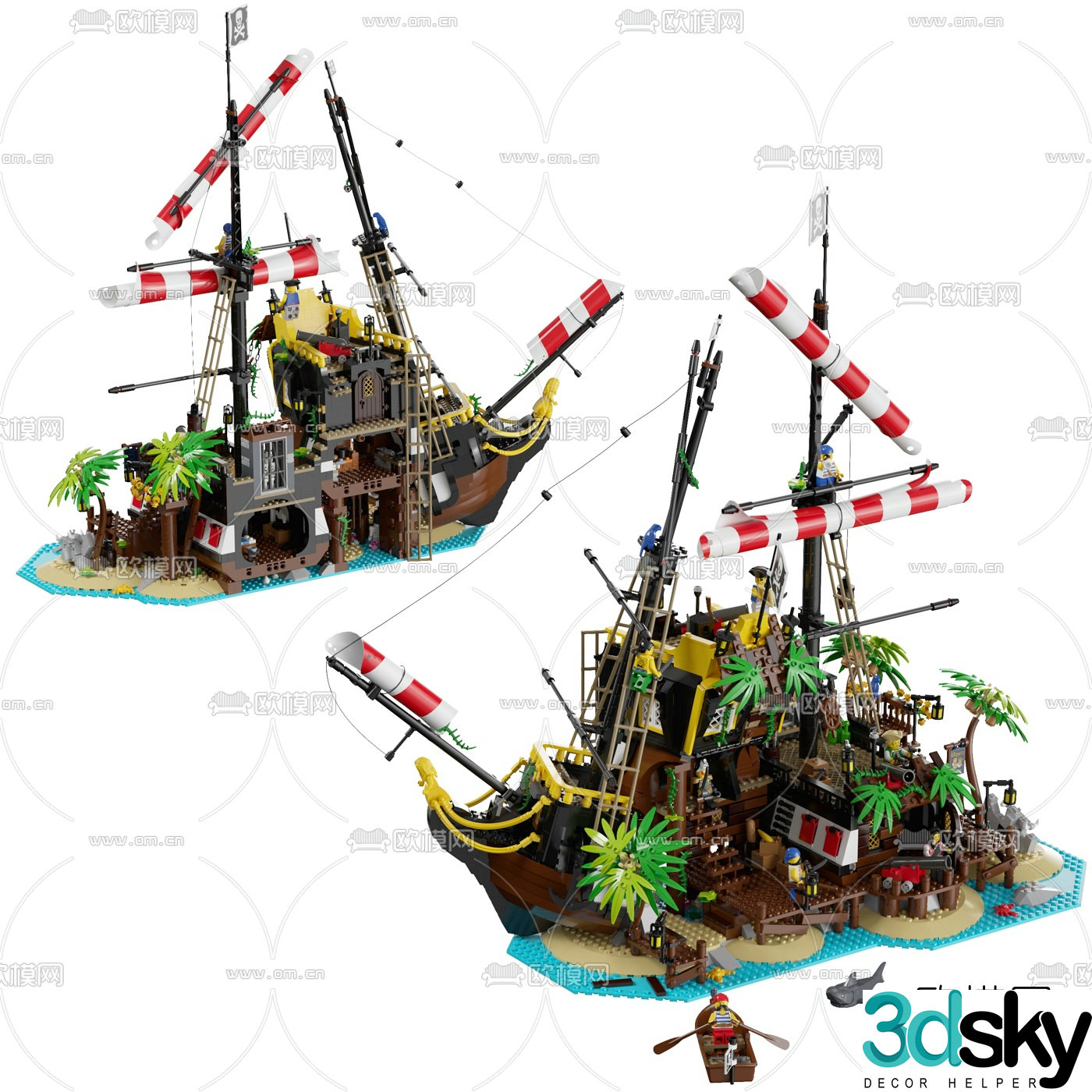 Modern Barracuda Bay pirate ship toy 3d model