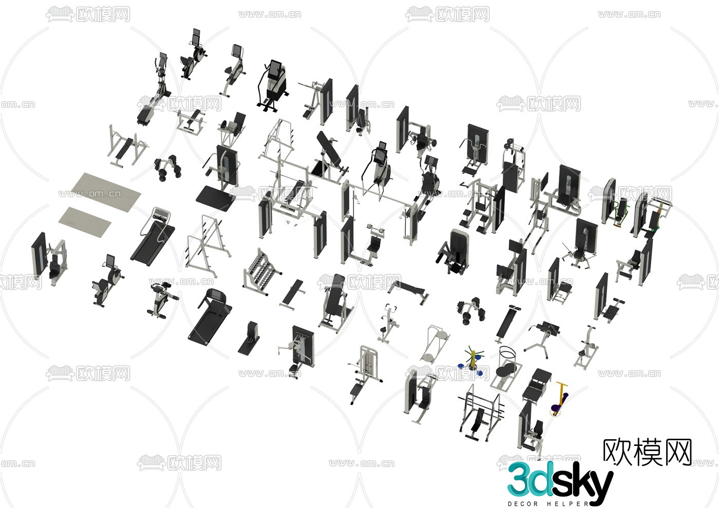 Modern fitness equipment 3d model