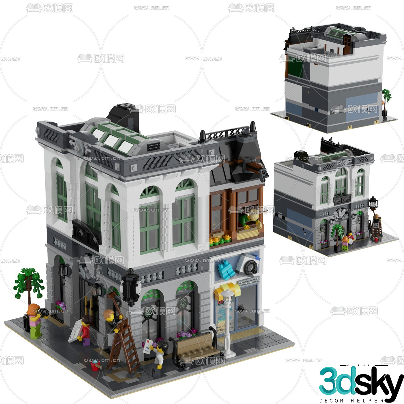 Modern building block bank toy 3d model
