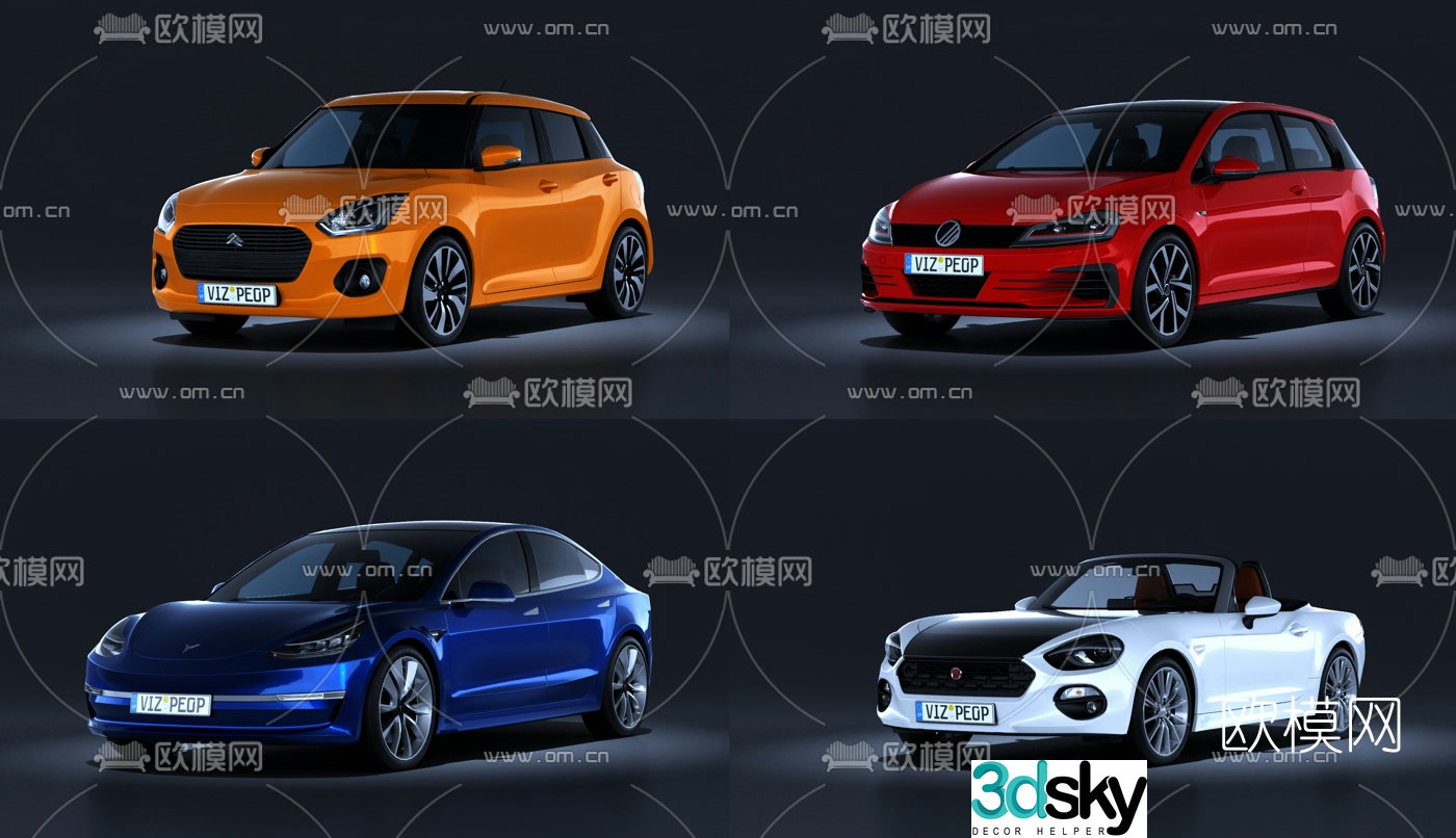 modern car convertible 3d model