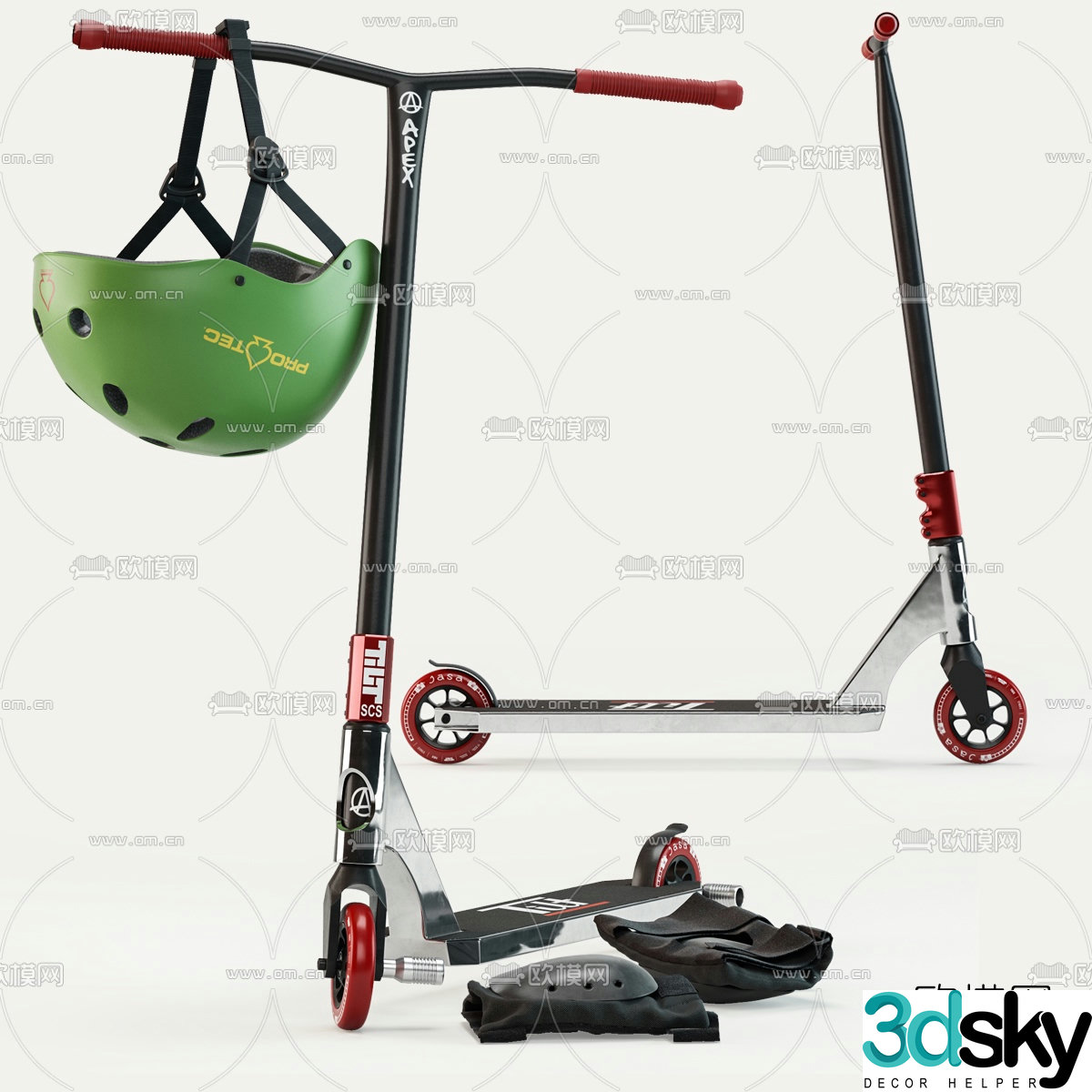 Modern children’s scooter helmet 3d model