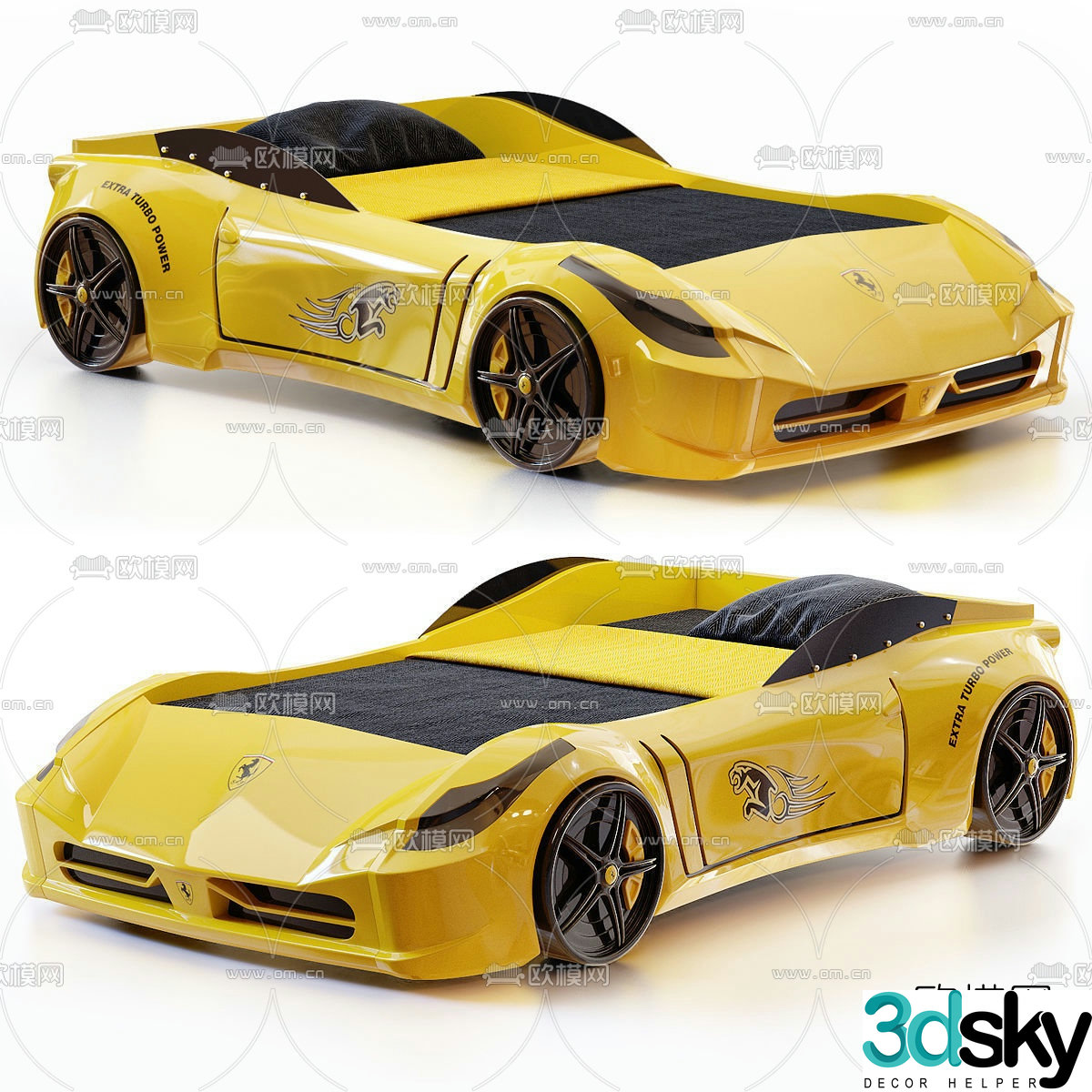 Modern children’s sports car bed 3d model
