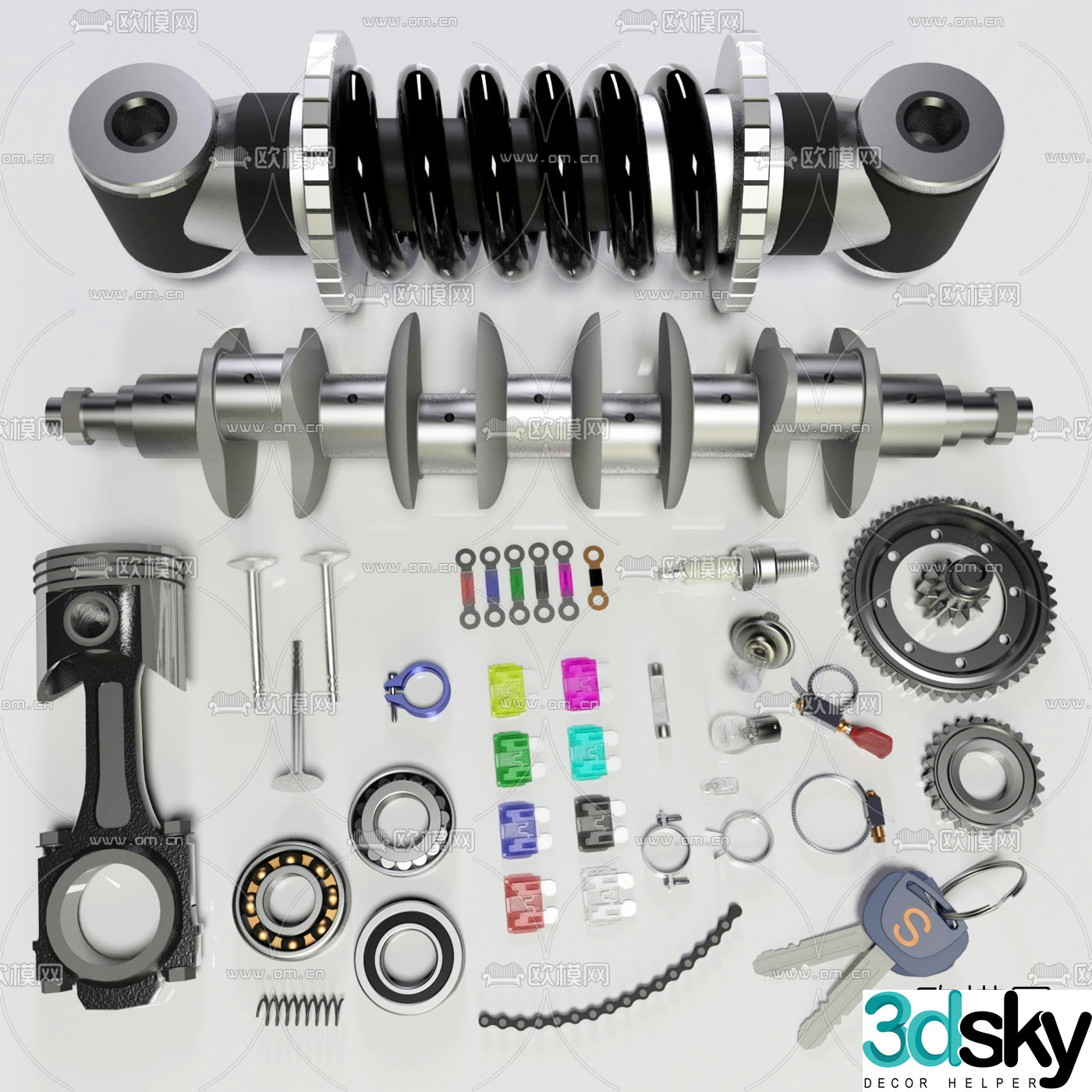 Modern car parts 3d model