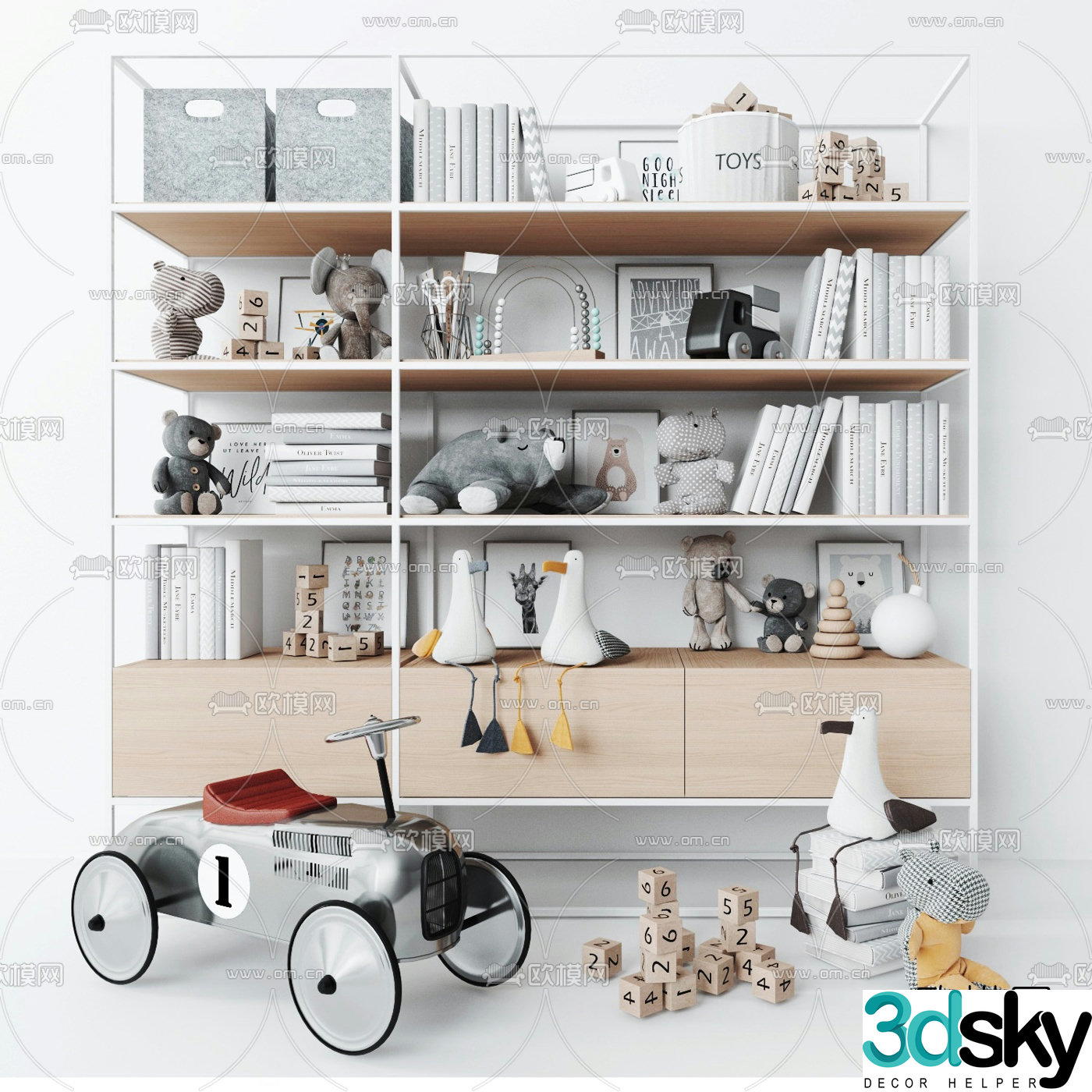 Modern children’s toy storage rack 3d model