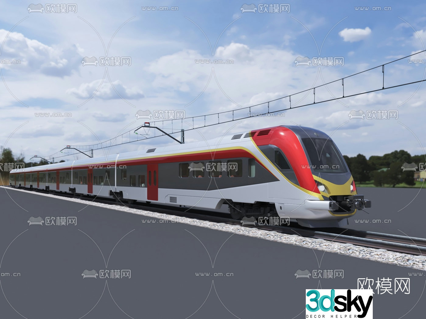 Modern EMU train 3d model