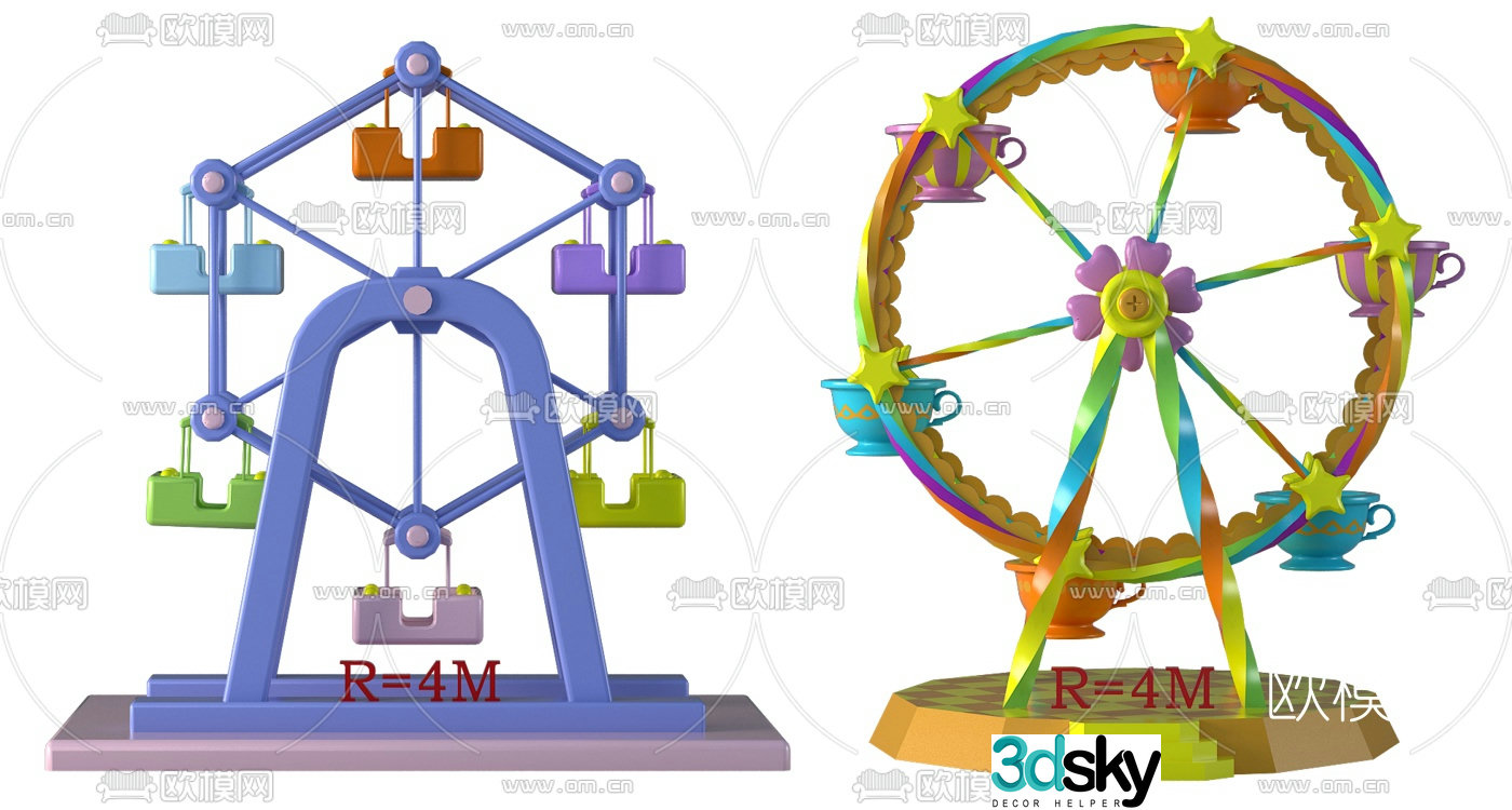Modern ferris wheel children's rides 3d model