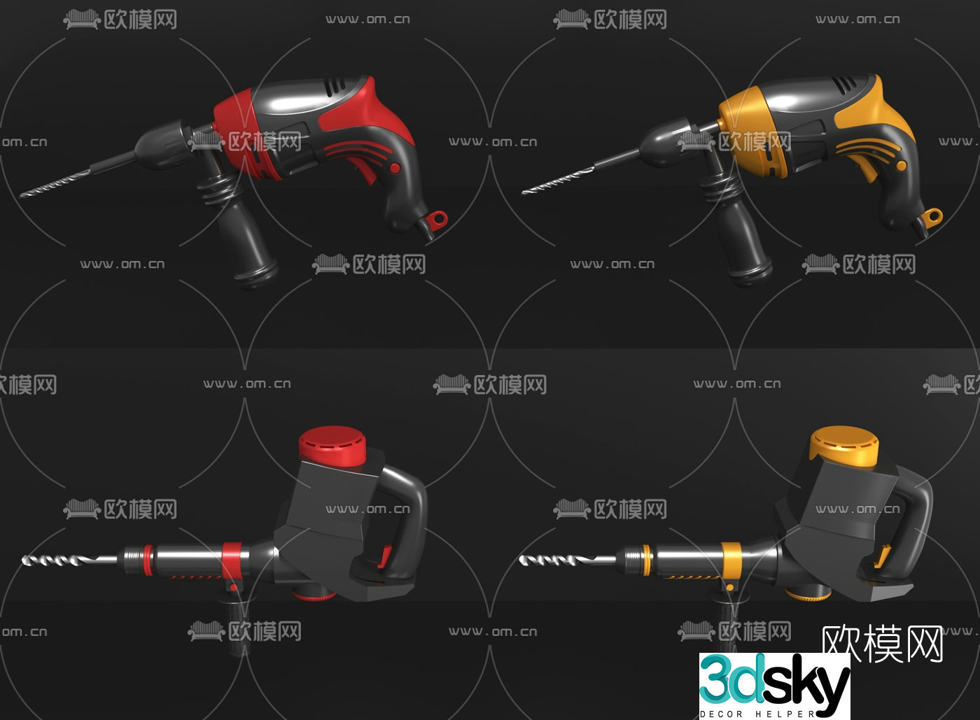 Modern electric drill 3d model