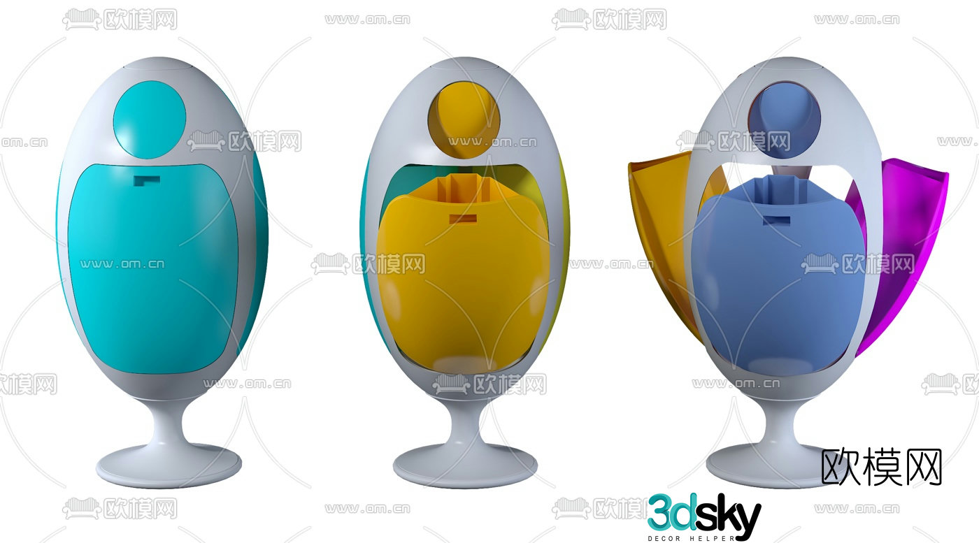 Modern children’s egg-shaped litter box 3d model