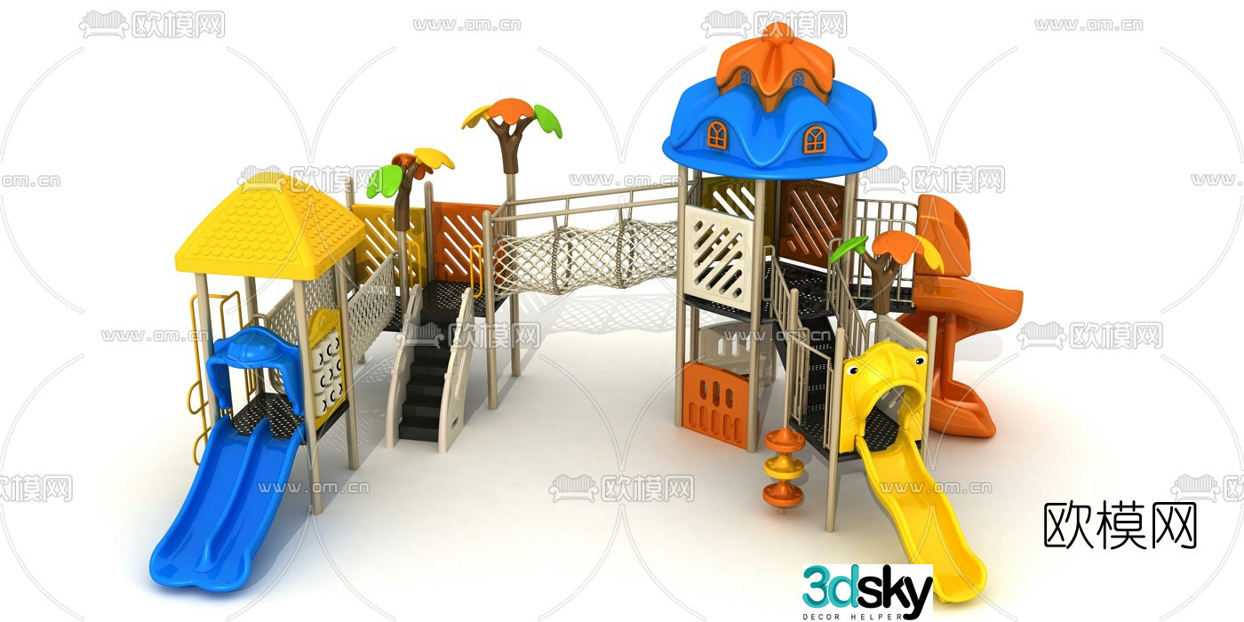 Modern children's slide amusement equipment 3d model