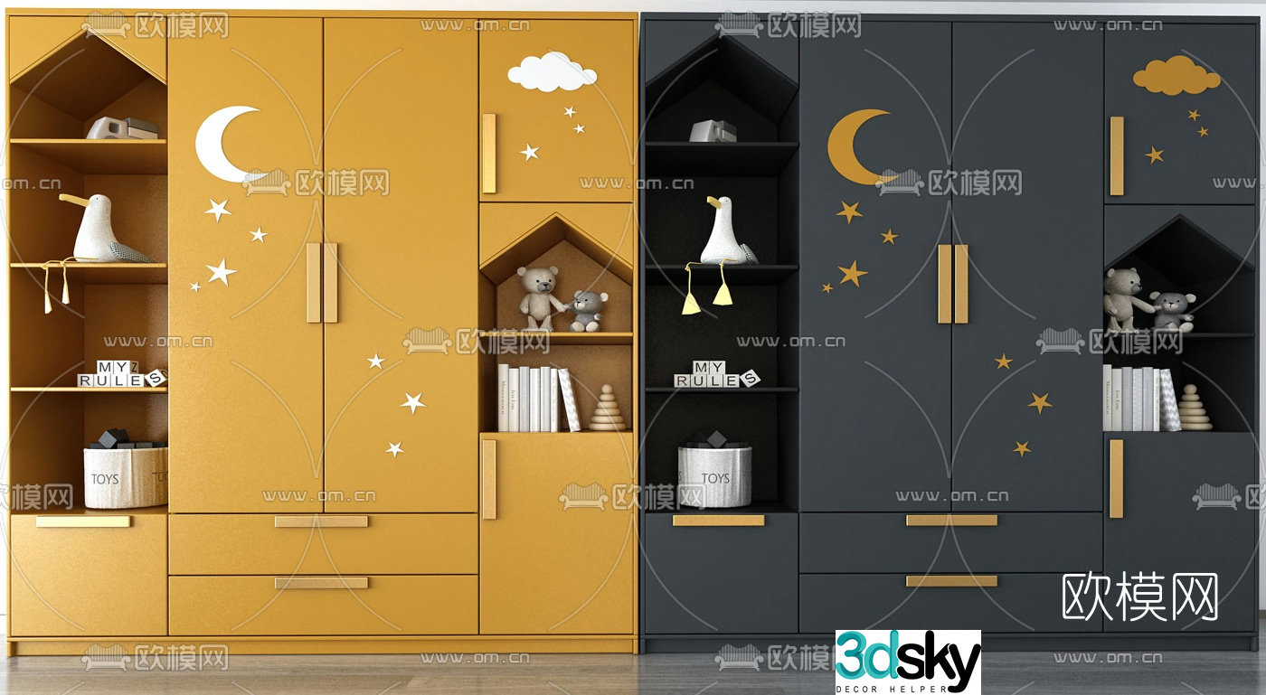 Modern children’s wardrobe 3d model
