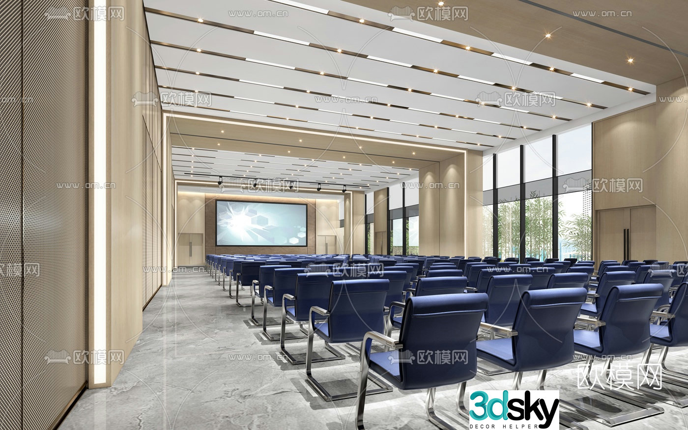 Modern light luxury hotel conference hall 3D model