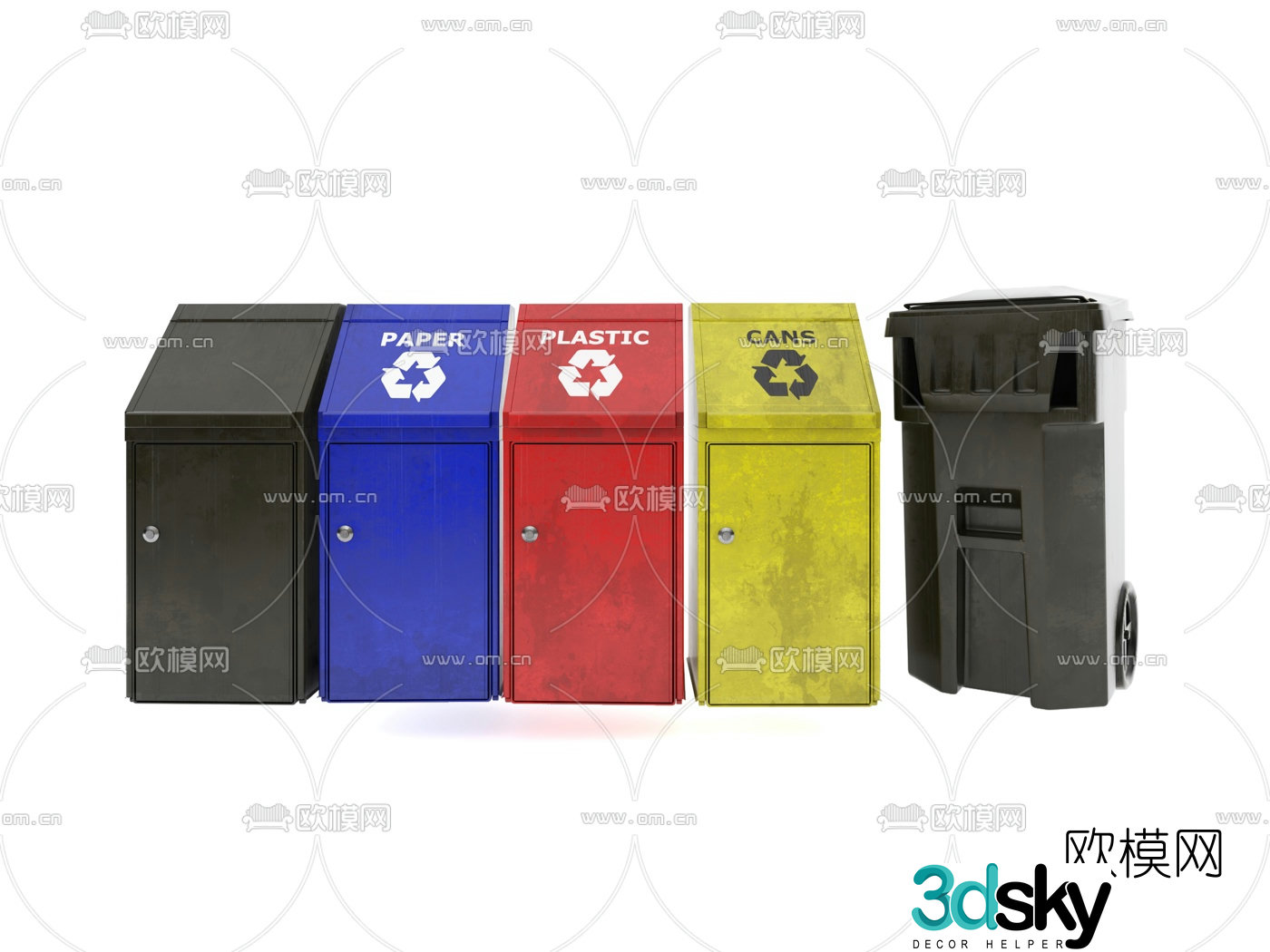 Modern outdoor trash can 3d model