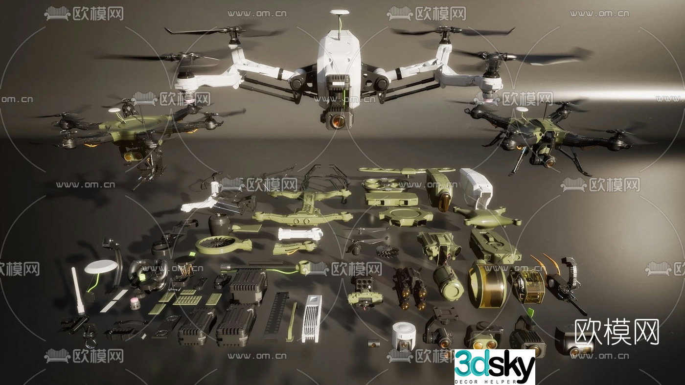 Industrial style folding drone 3d model
