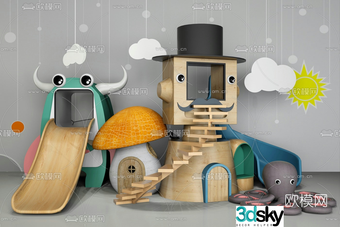 Modern childlike children's slide 3D model
