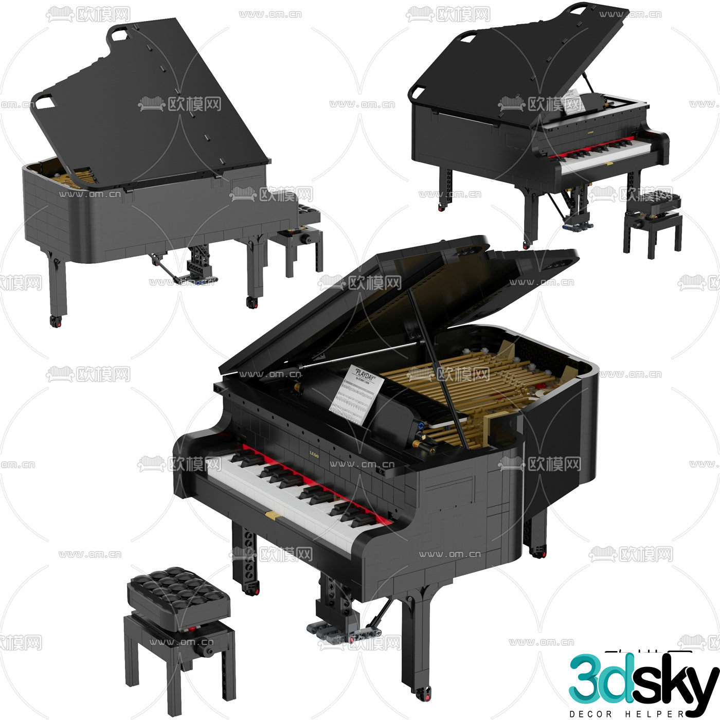 Modern piano toy 3d model
