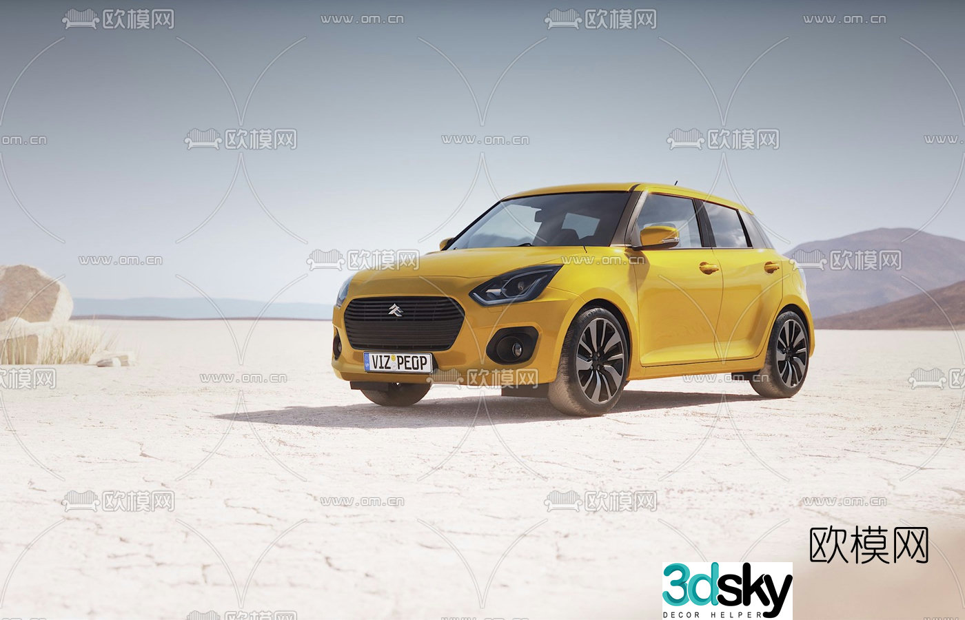 modern sedan car 3d model