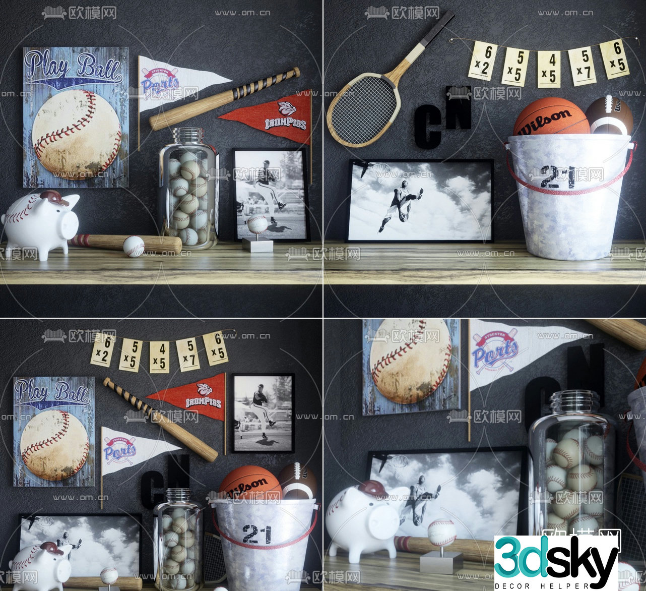 Modern baseball sports equipment 3d model