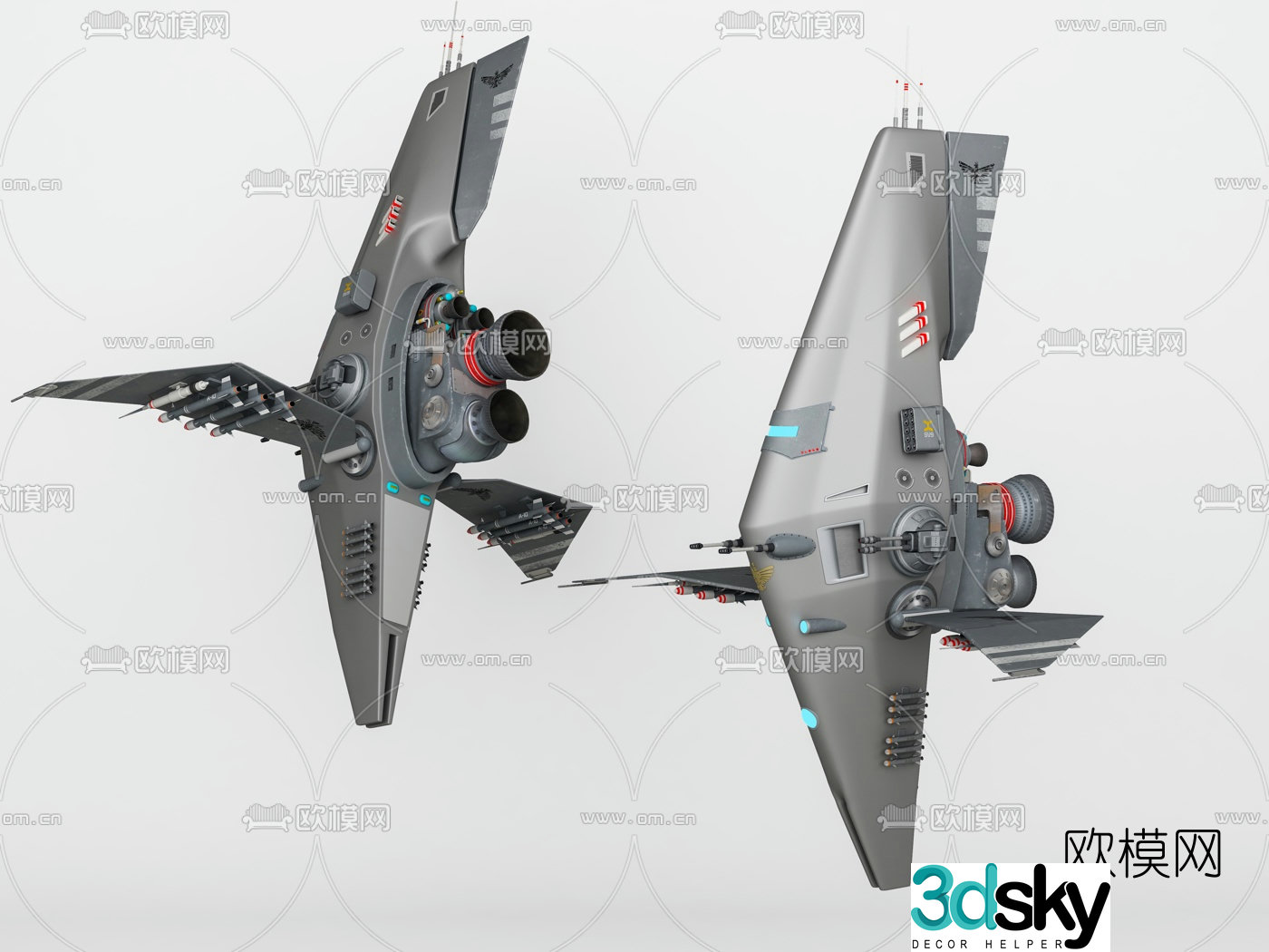 Modern space battleship 3d model