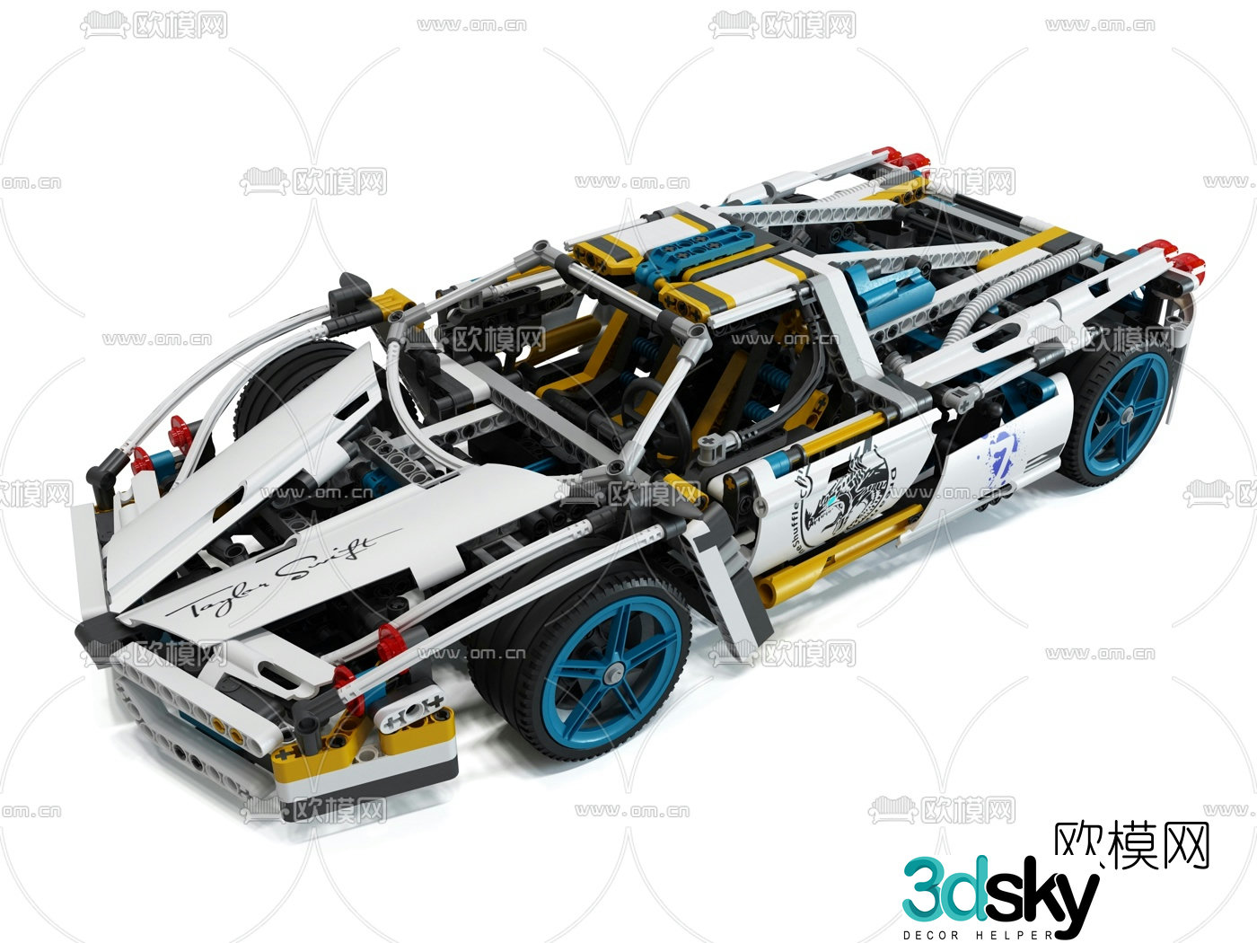 Modern block racer 3d model