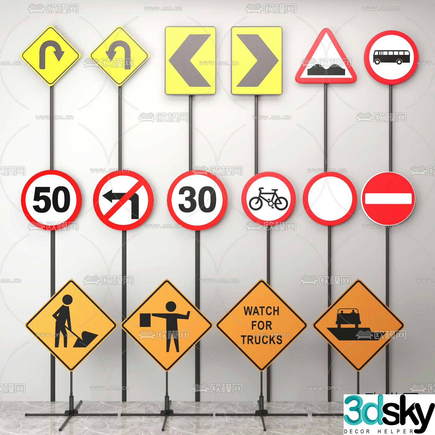 Modern traffic sign sign 3d model