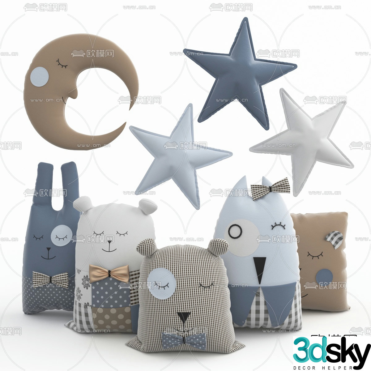 Modern fabric children’s pillow 3D model