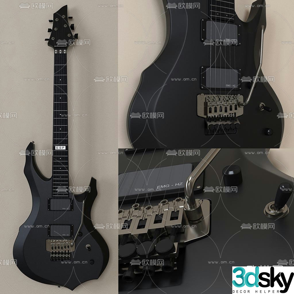 Modern guitar instrument 3d model