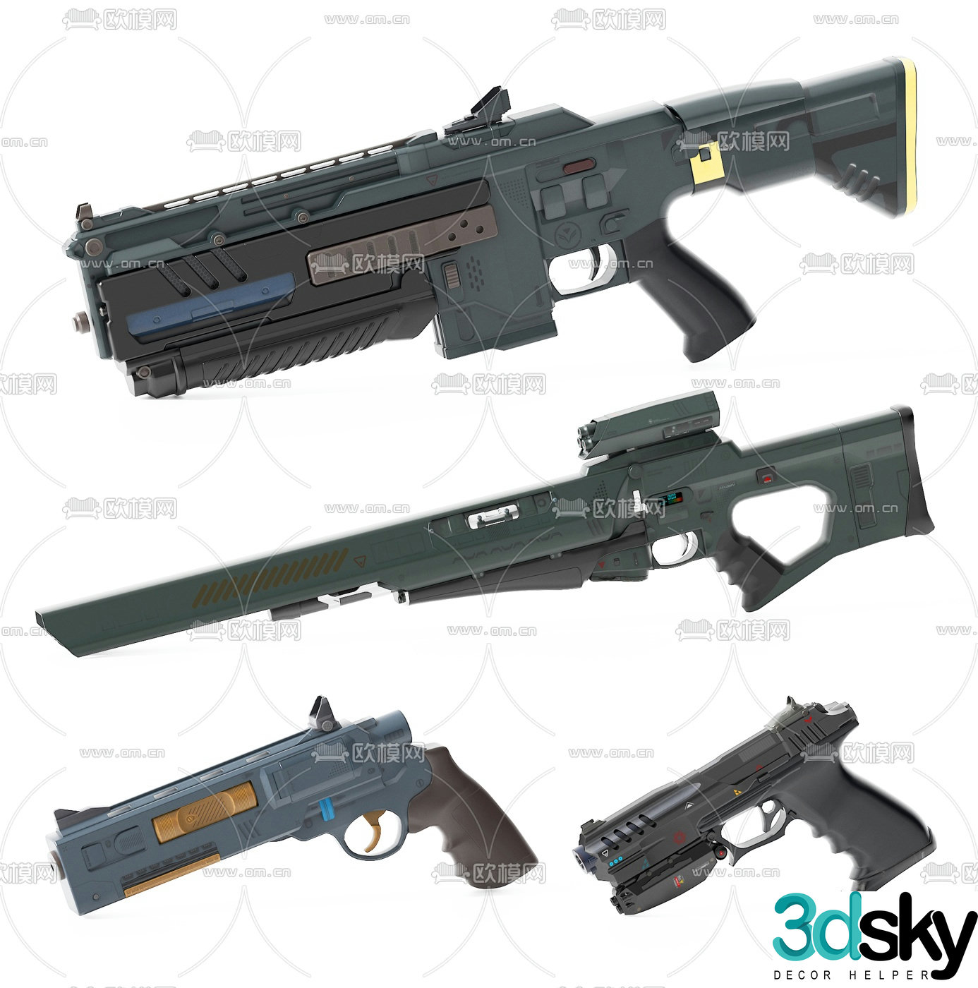 Modern gun weapon 3d model