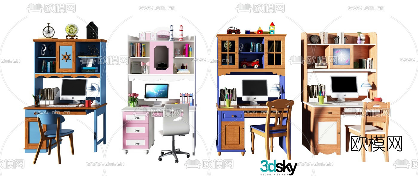 Mediterranean children’s desk chair 3d model