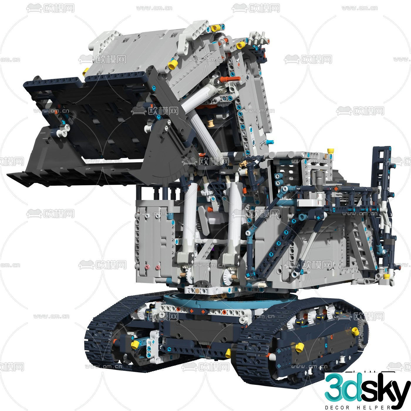 Modern lego excavator toy 3d model