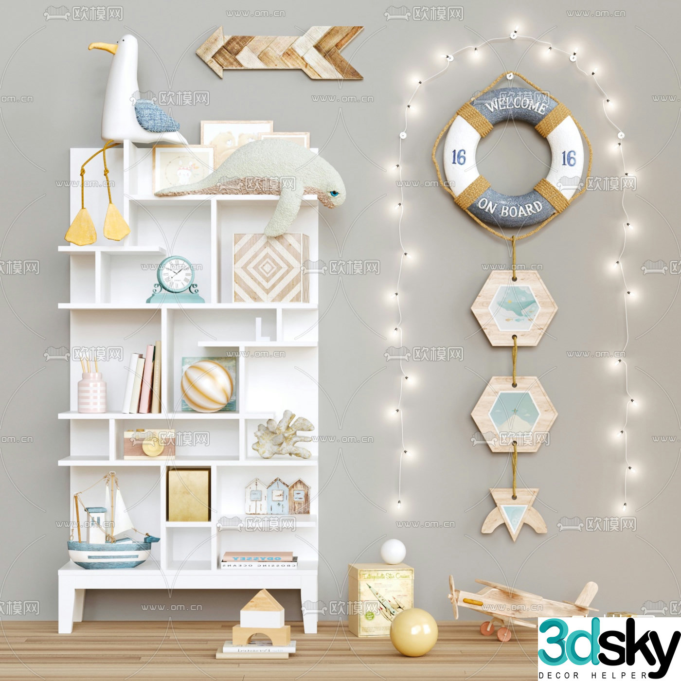 Modern children’s room shelf toy lighting 3d model