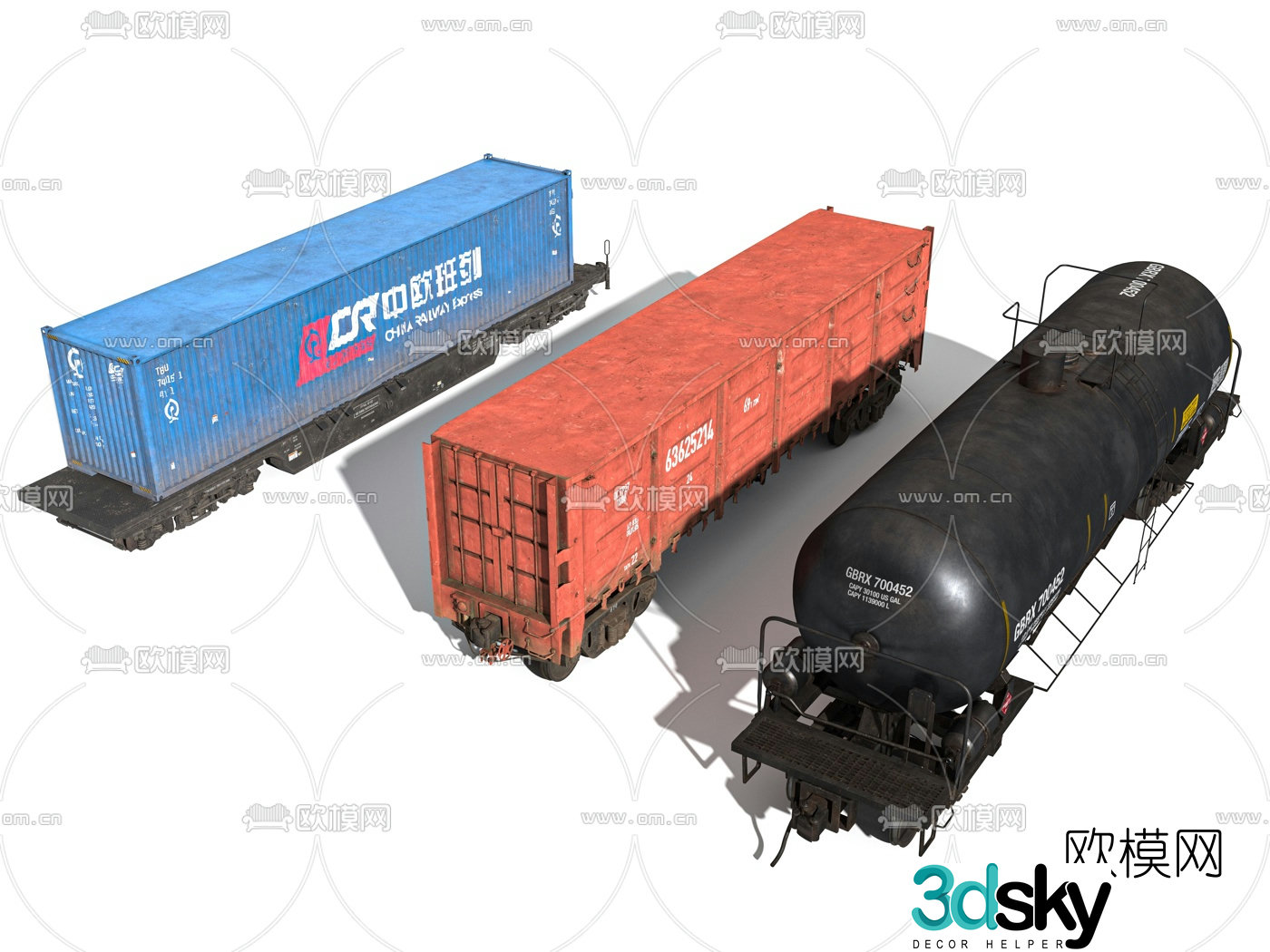 Modern train container oil tank 3d model