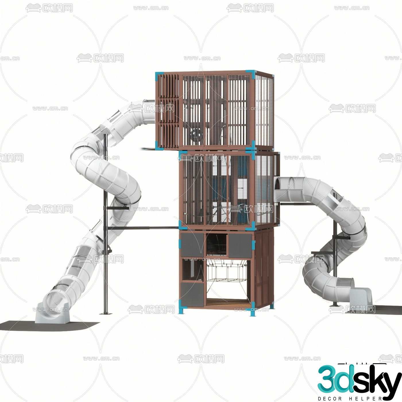 Modern high-rise children's climbing slide 3d model