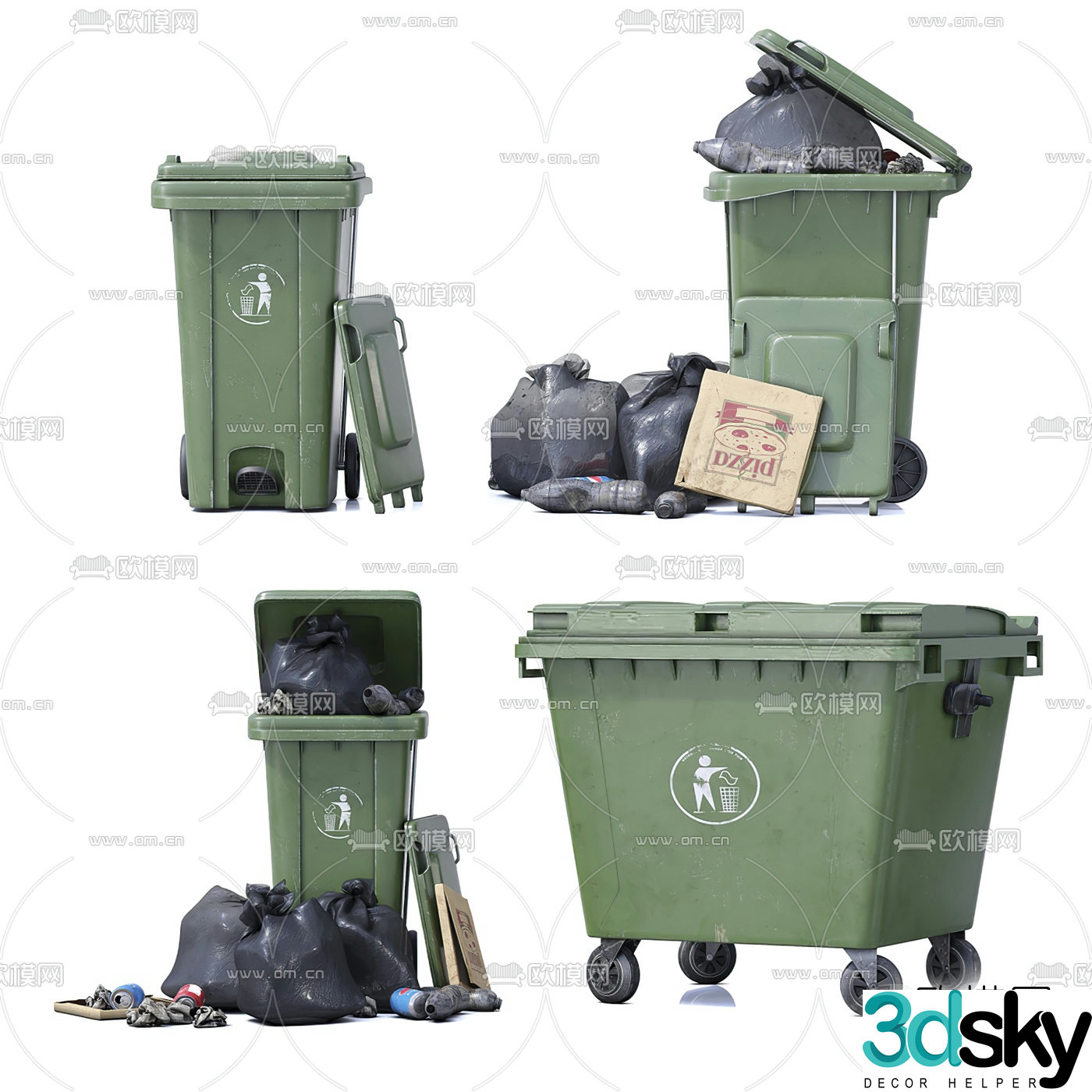 Modern outdoor trash can 3d model