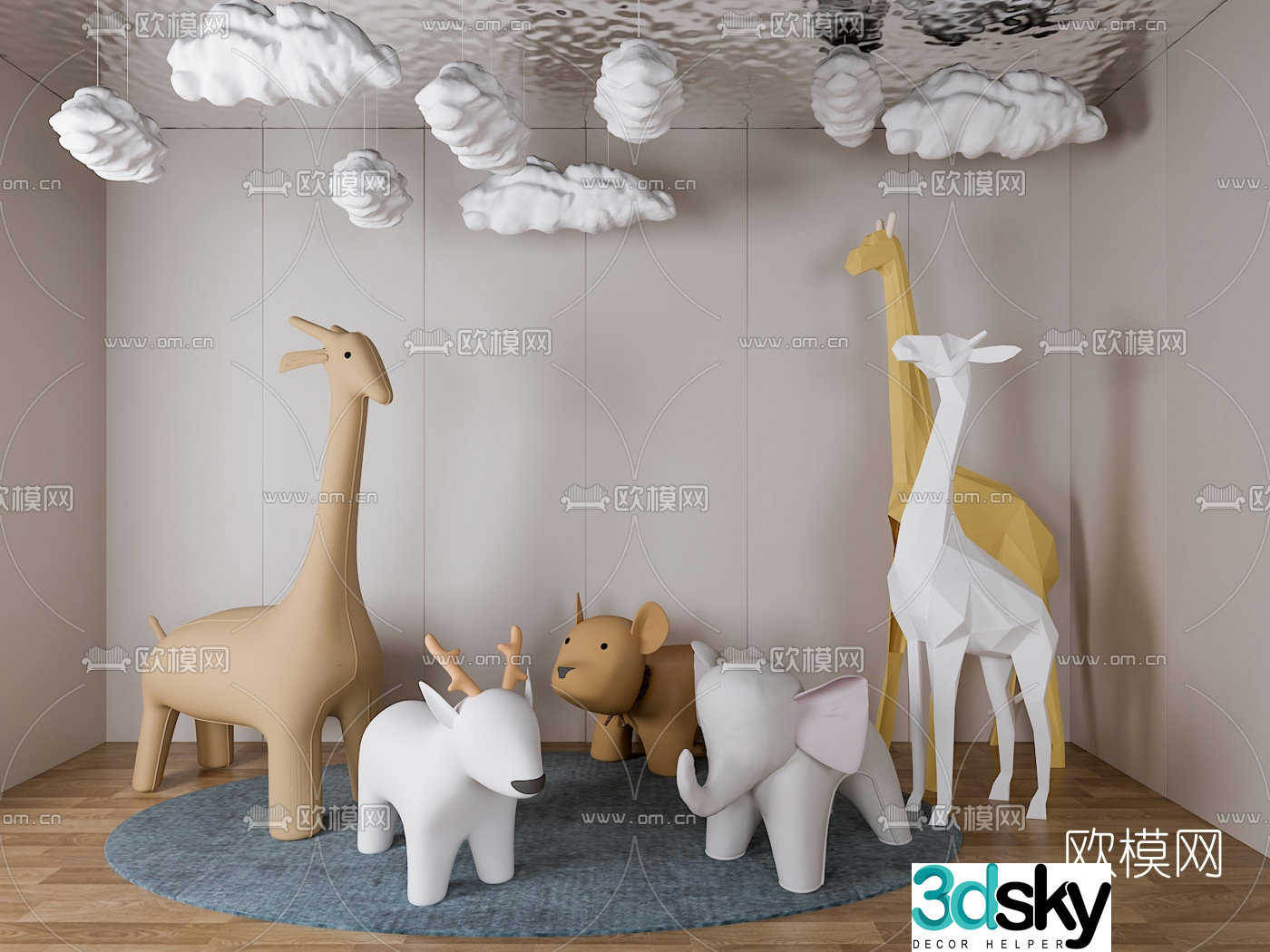 Modern animal doll 3d model
